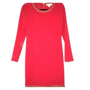 Michael Kors Red Oblong Studded Dress